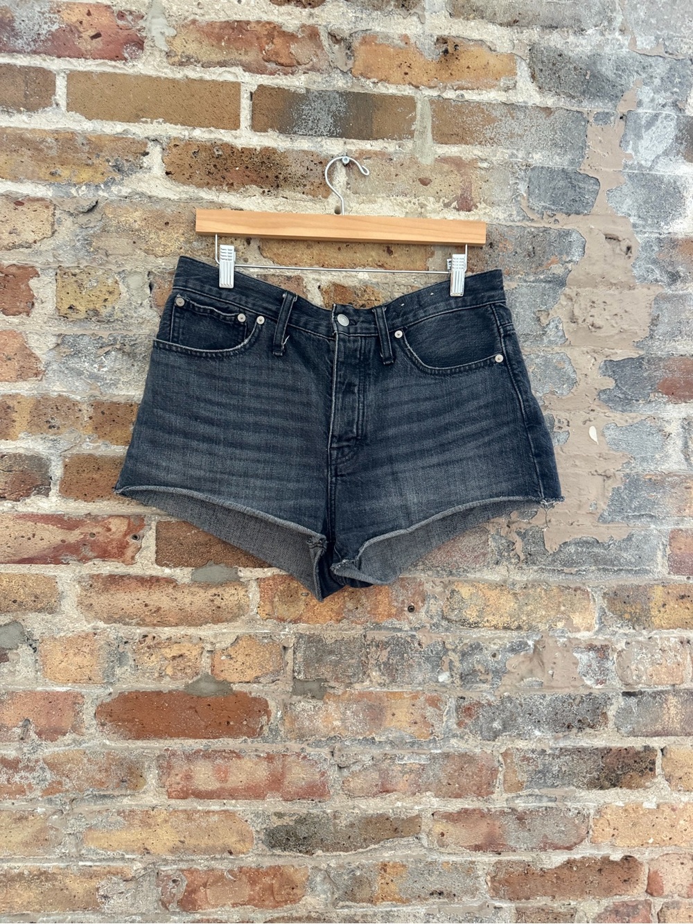 Madewell Washed Black High-Rise Denim Cutoff Shorts